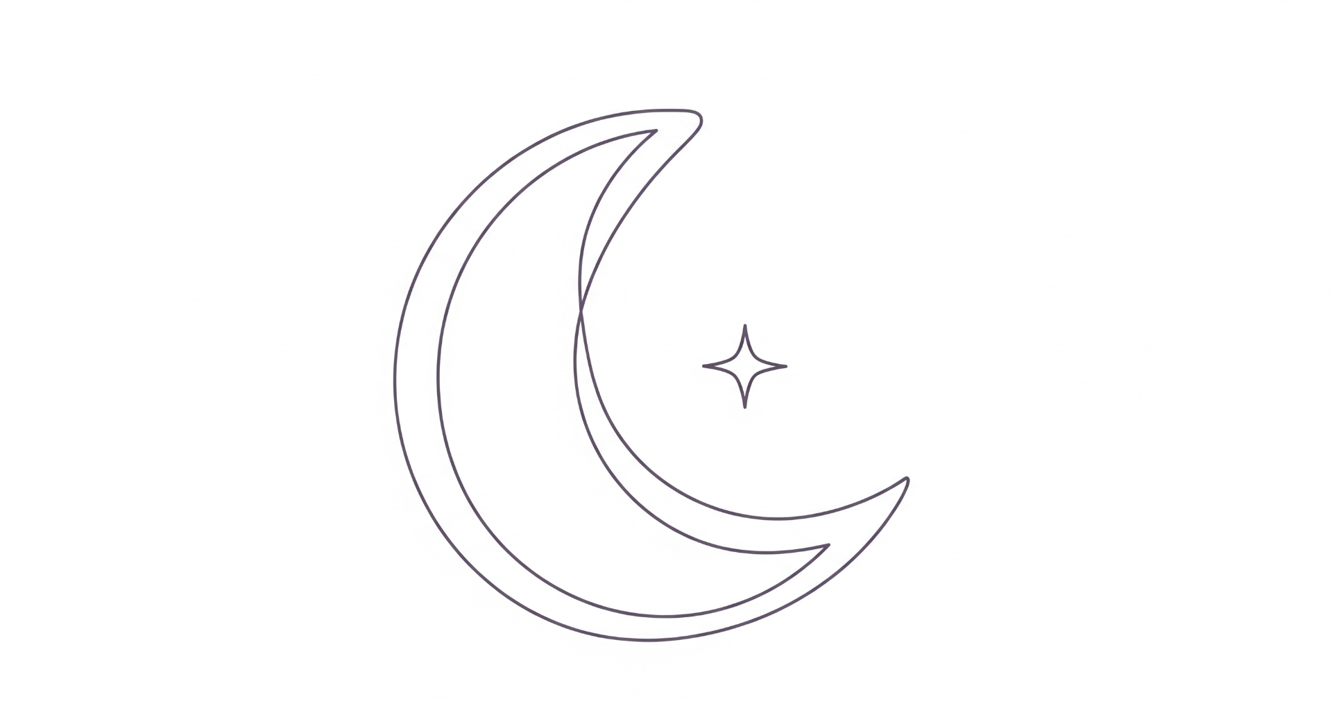 Vera, a crescent moon and star, single-line illustration